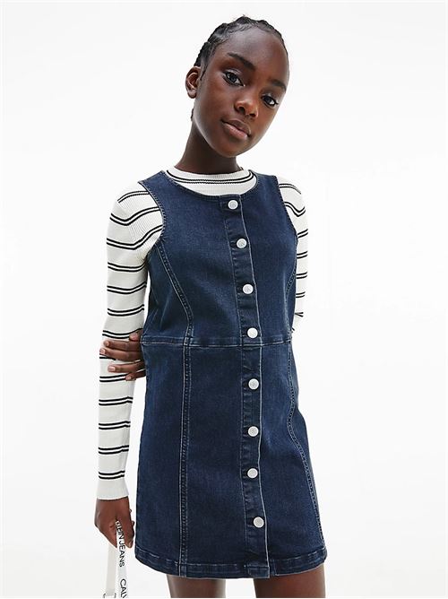 BUTTON DENIM DRESS BLUE BLK ST CALVIN KLEIN JEANS | IG0IG01199/1BS